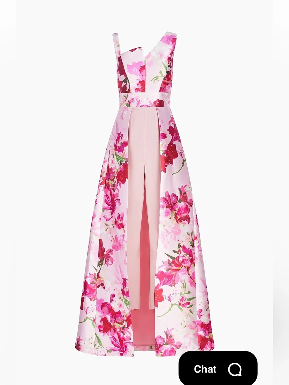 Kay Unger Fleur Azalea-Printed Walk-Thru Jumpsuit - Picture 2 of 8